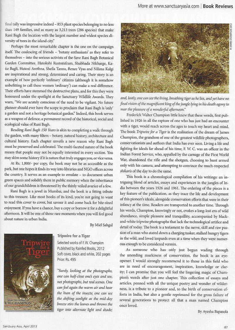 Sanctuary Asia, April 2013 review, page 87